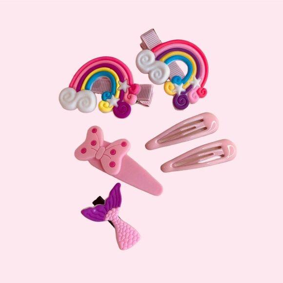 Set of 6 Pcs Pink Hair Clips Barrette for Girls & Toddler - Picture 1 of 6
